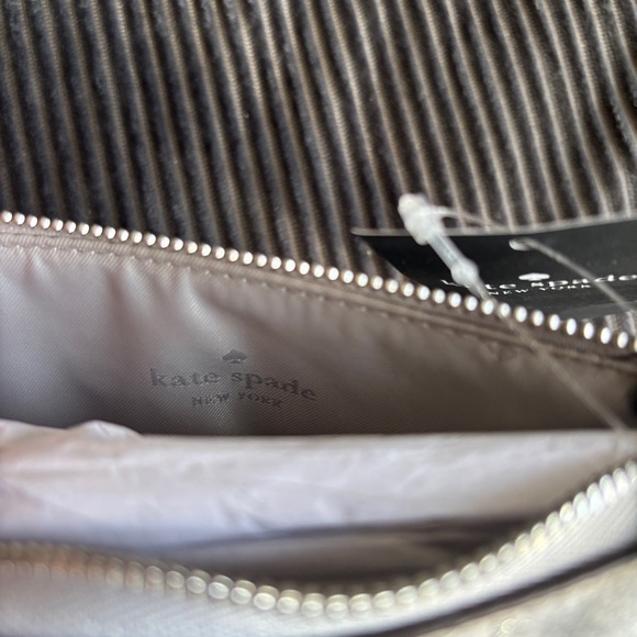 Kate Spade Grey Logo-Print Shoulder Pouch with Silver-Tone Hardware - Picture 7 of 8